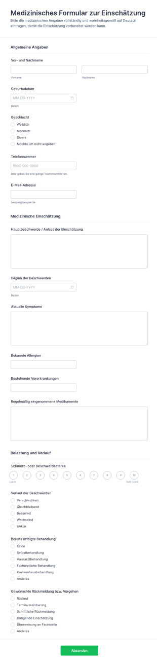 Medizinische Beurteilung Formular