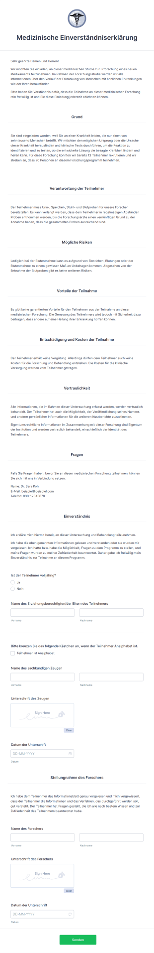 Medizinische Einverständniserklärung