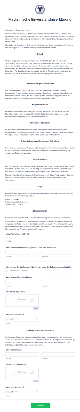 Medizinische Einverständniserklärung