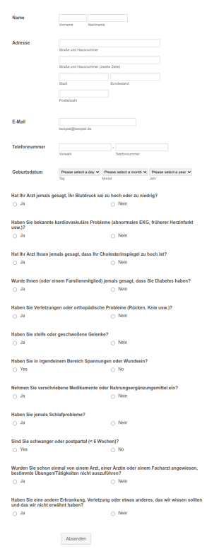 Medizinischer Fragebogen