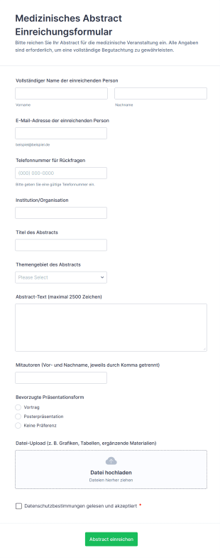 Medizinisches Abstract Einreichungsformular
