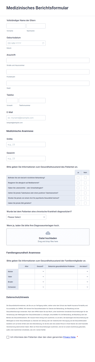 Medizinisches Berichtsformular