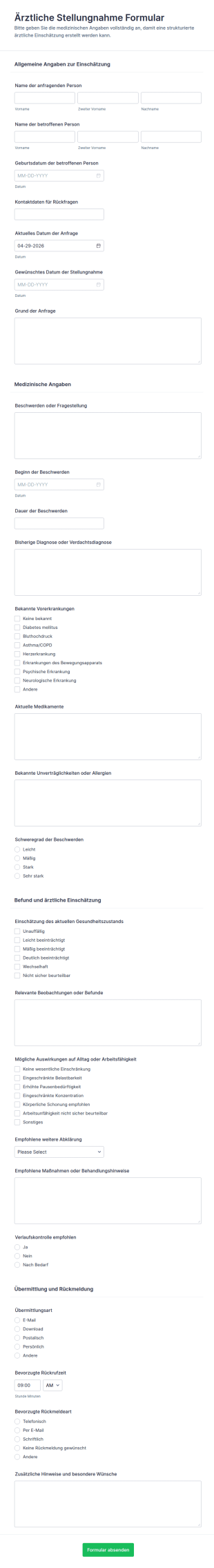 Medizinisches Gutachten Umfrage