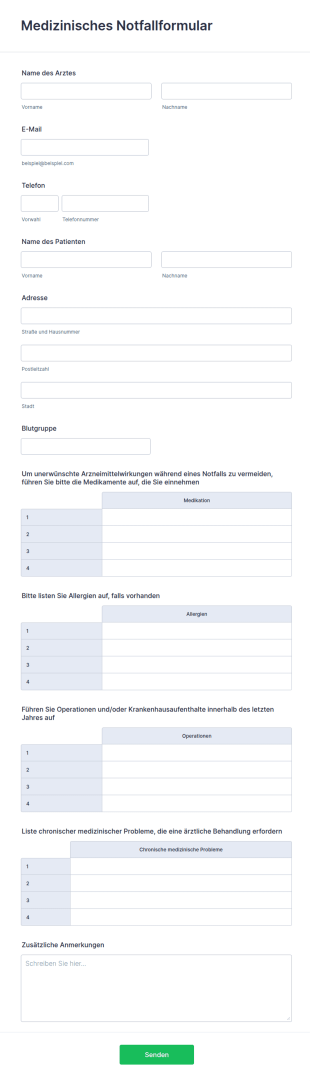 Medizinisches Notfallformular