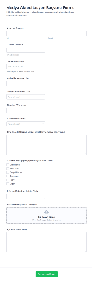 Medya Akreditasyon Başvuru Form Şablonu