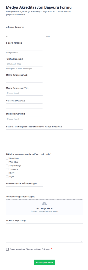 Medya Akreditasyon Başvuru Form Şablonu