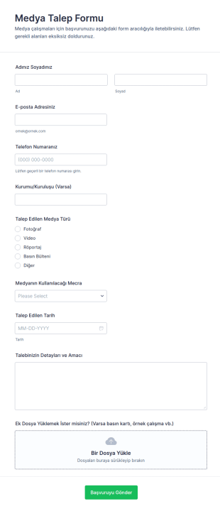 Medya Talep Form Şablonu