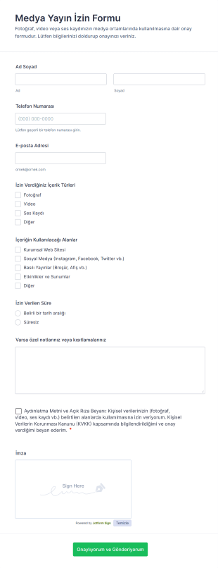 Medya Yayın İzin Form Template