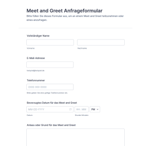 Meet And Greet Anfrageformular