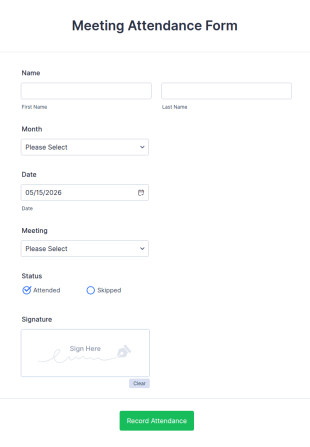 Meeting Attendance Record Form Template