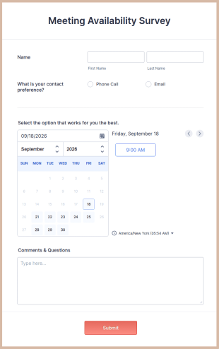 Meeting Availability Survey Form Template
