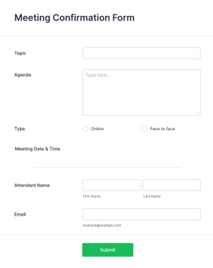 Meeting Confirmation Form Template