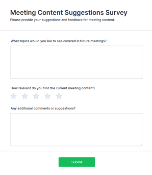 Meeting Content Suggestions Survey Form Template