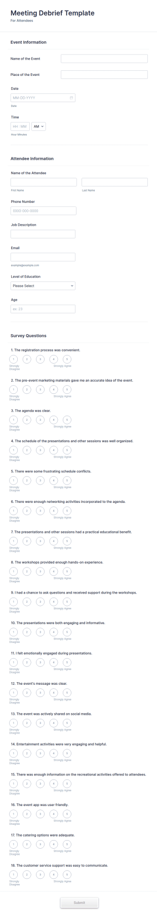 Meeting Debrief Template