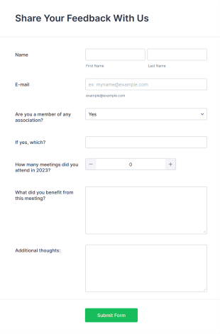 Meeting Feedback Form Template