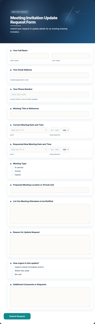 Meeting Invitation Update Request Form Template