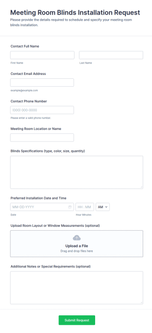 Meeting Room Blinds Installation Request Form Template