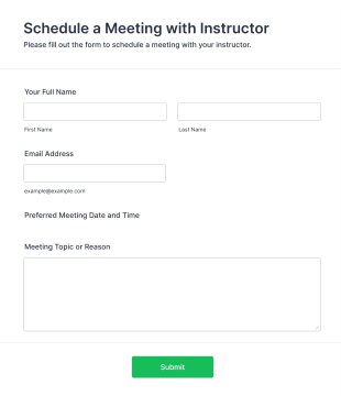Meeting Scheduling Form With Instructor Form Template