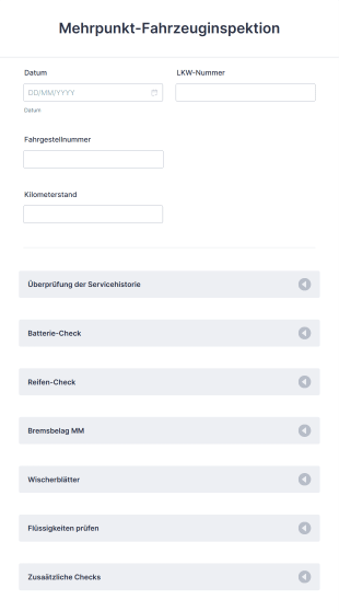 Mehrpunkt Fahrzeuginspektion Form Template