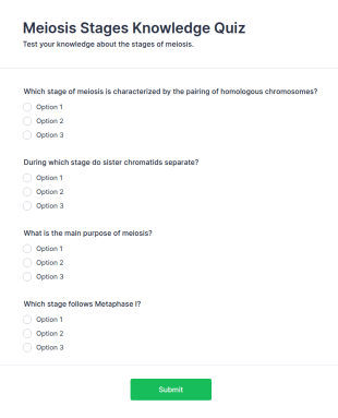 Meiosis Stages Knowledge Quiz Form Template