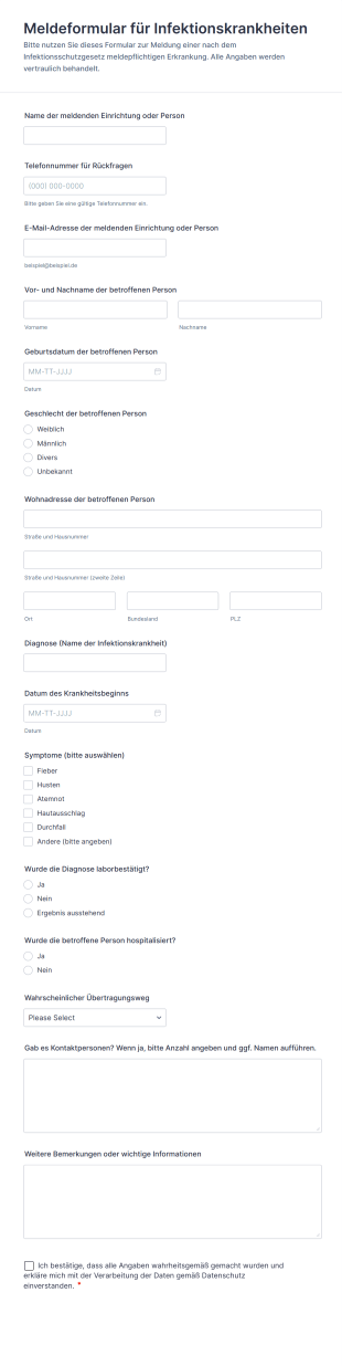 Meldeformular Für Infektionskrankheiten