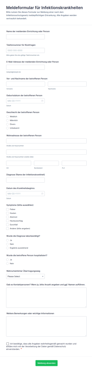 Meldeformular Für Infektionskrankheiten