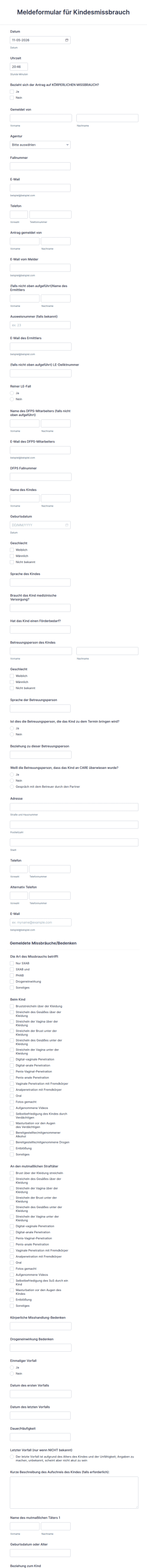 Meldeformular Für Kindesmissbrauch