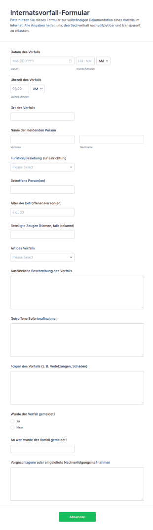 Meldung Eines Vorfalls An Der Internatsschule