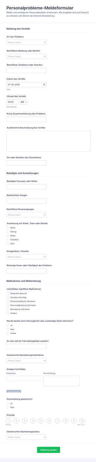 Meldung Von Arbeitsbezogenen Anliegen Survey
