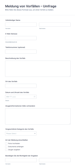 Meldung Von Vorfällen – Umfrage