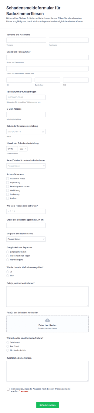 Meldung Zu Fliesenschäden Im Bad