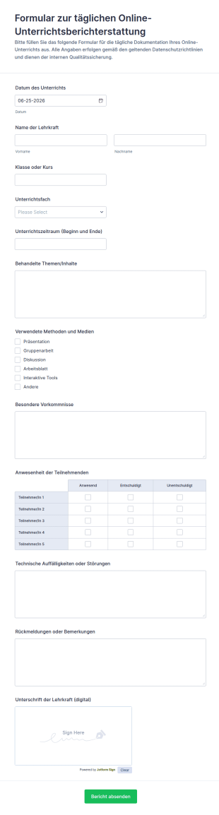 Meldung Zum Online Kurs Tag Form
