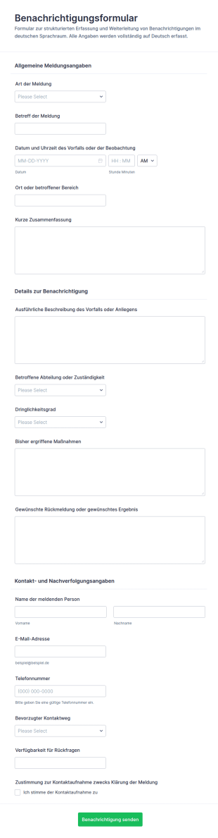 Meldungseinreichungsformular