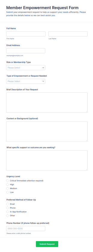Member Empowerment Request Form Template