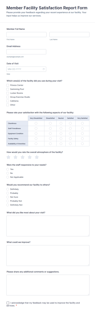 Member Facility Satisfaction Report Form Template