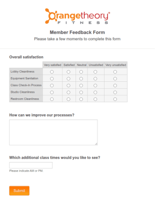 Member Feedback Form Template
