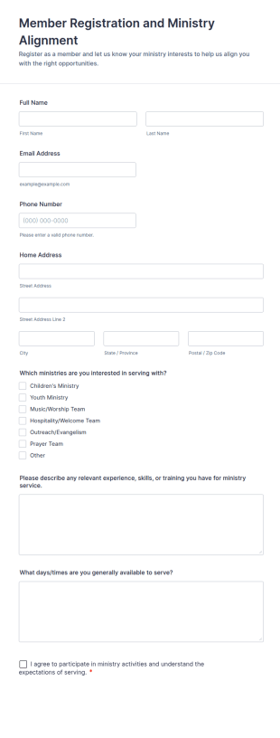 Member Registration And Ministry Alignment Form Template