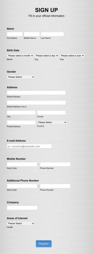 Member Registration Form Template