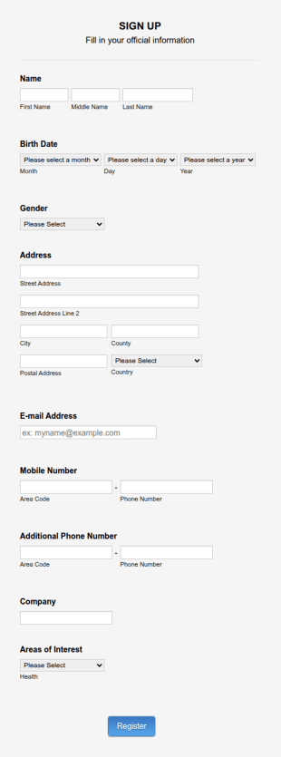Member Registration Form Template