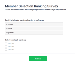 Member Selection Ranking Survey Form Template