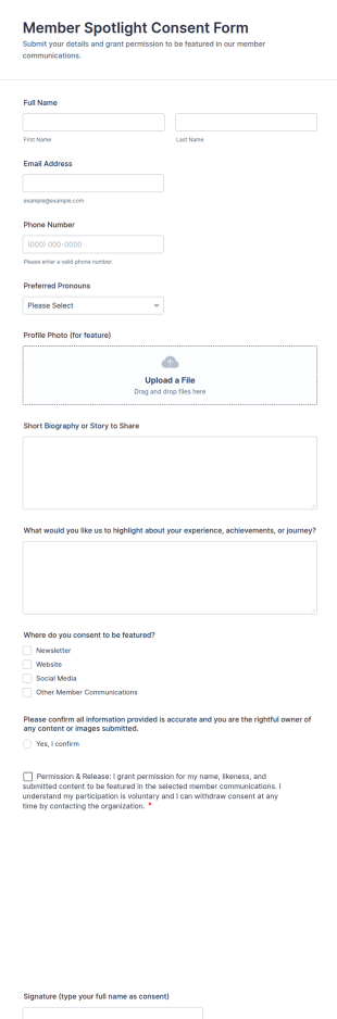 Member Spotlight Consent Form Template