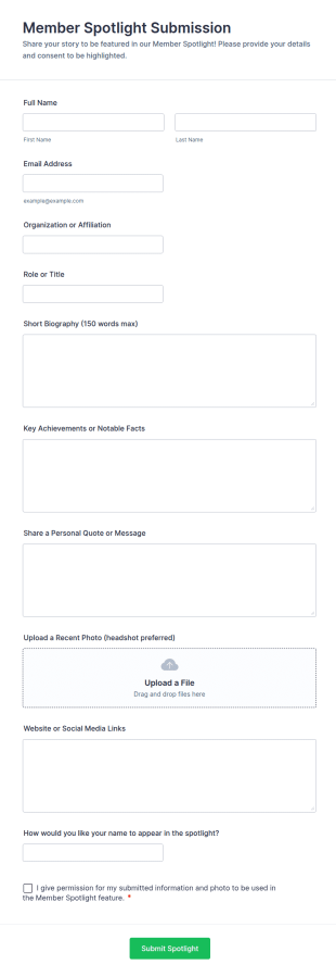 Member Spotlight Submission Form Template