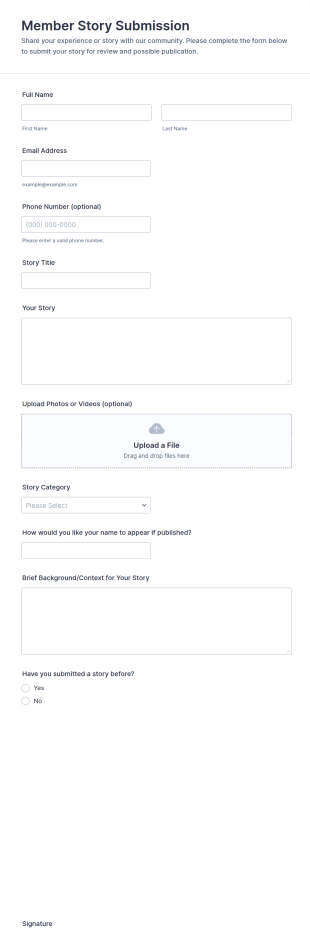 Member Story Submission Form Template