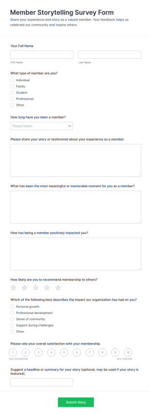 Member Storytelling Survey Form Template