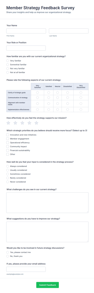 Member Strategy Feedback Survey Form Template