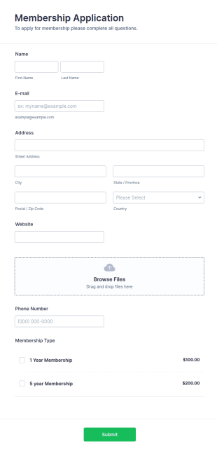 Membership Application Form For Association