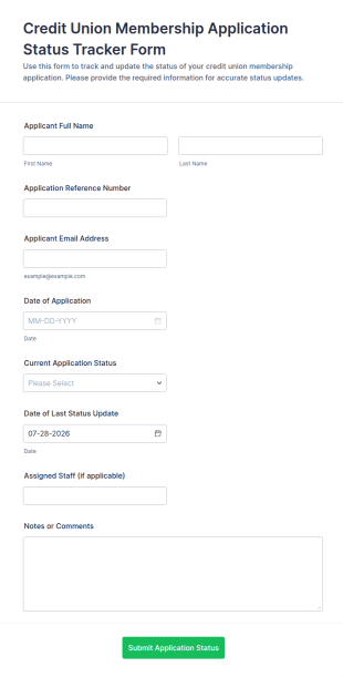 Membership Application Status Tracker Form Template