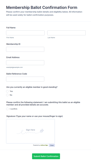 Membership Ballot Confirmation Form Template