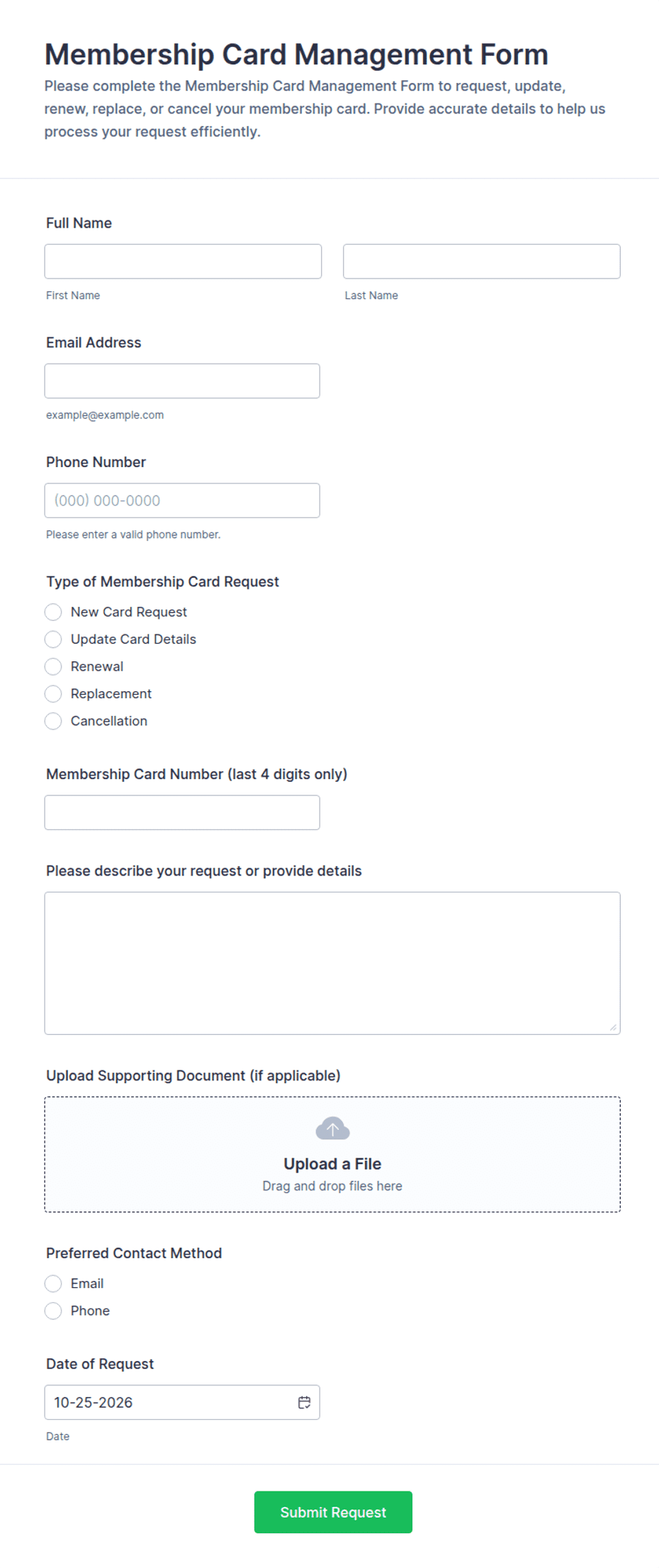 Membership Card Management Form Template | Jotform