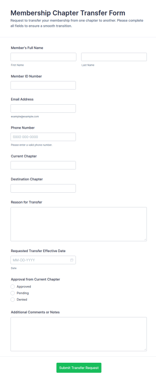 Membership Chapter Transfer Form Template